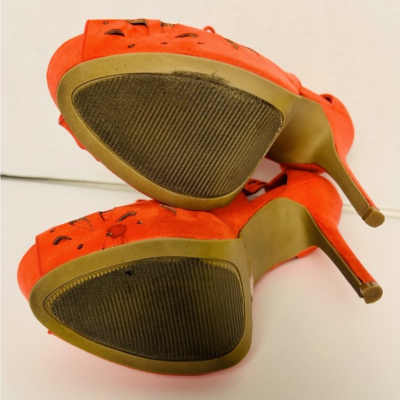 CHARLOTTE RUSSE CORAL SUEDE LACE-UP PLATFORM 6”STILETTO HEEL ANKLE BOOT WOMEN 10 - Picture 4 of 6